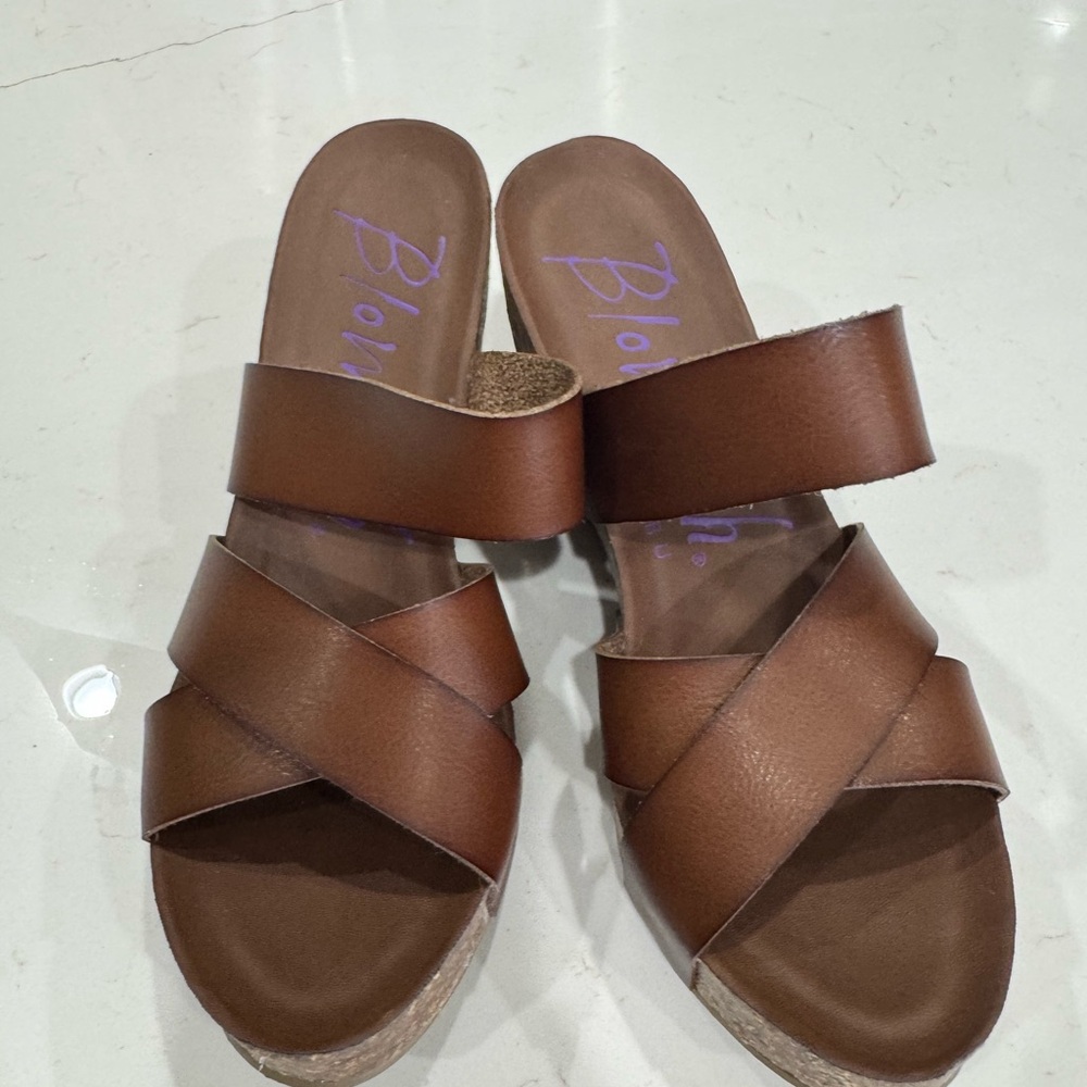 Blowfish Brown Strappy Wedge Sandals